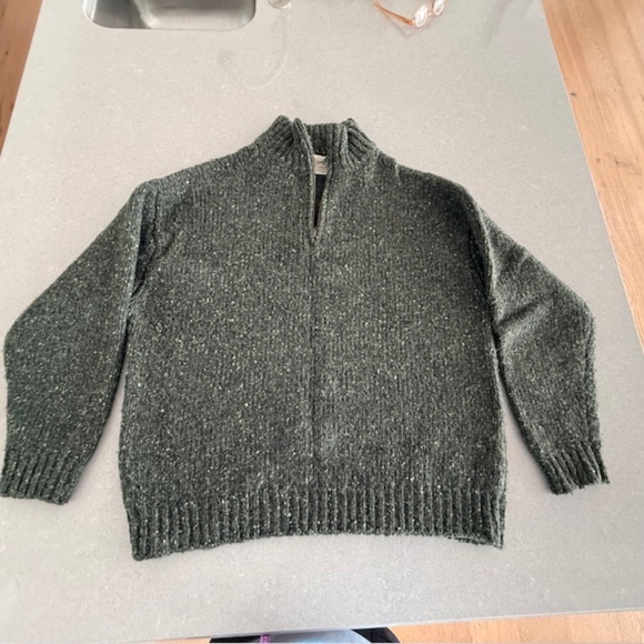 Authentic Irish Aran Islands ‎Merino Wool Tweed 1/4 Zip Green Sweater‎ XL-worn1x - Picture 1 of 10